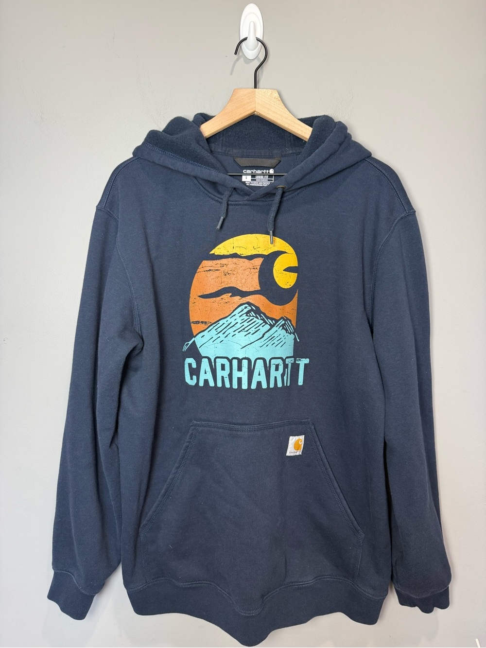 Carhartt Loose Fit Graphic Hoodie Navy Blue Men’s Large
